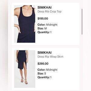 Jonathan Simkhai Navy Shirt & Skirt Set